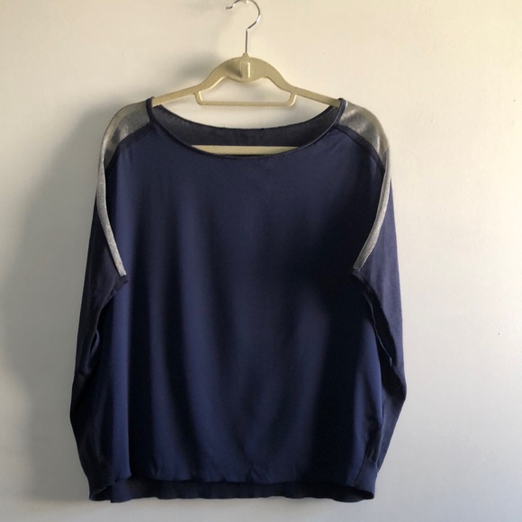 FABINA FILIPPI  Navy Blue Women's Top with Silver Accents - Picture 1 of 9